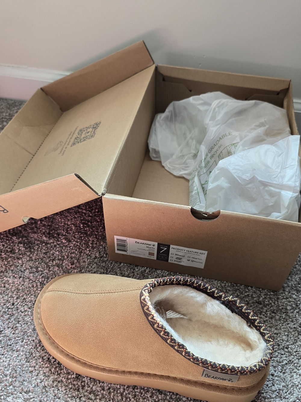 Bearpaw Casual Slippers Womens Suede Rubber Outsole Size 7